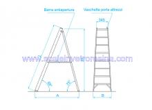 Scala in vetroresina salita singola con vaschetta porta oggetti 6 gradini disegni